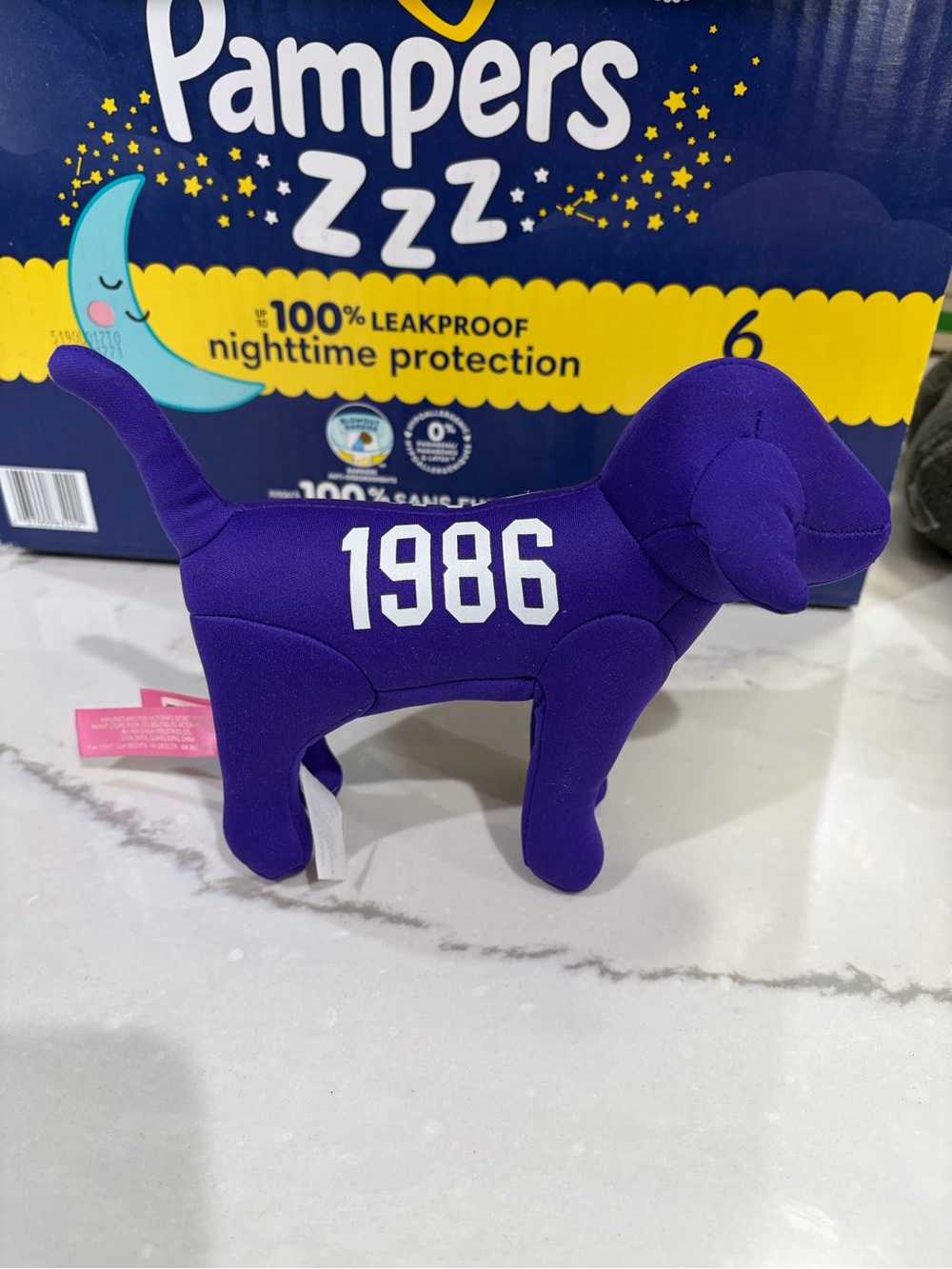 PINK Victoria's Secret Purple Plush Dog Toy with White '1986' Print